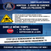 CMO, Honteux : 3 jours de carence pour les Policiers ?!!